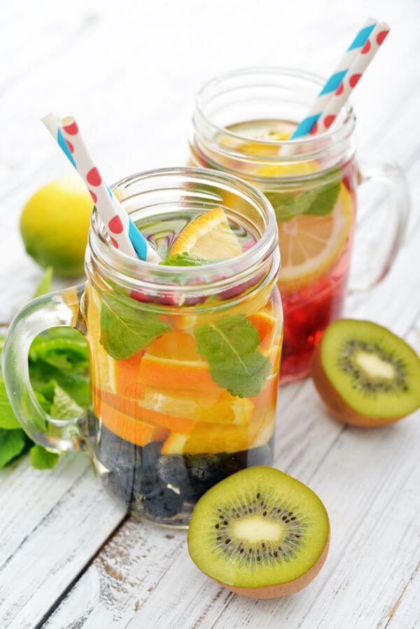 Detox drinks with fresh fruits
